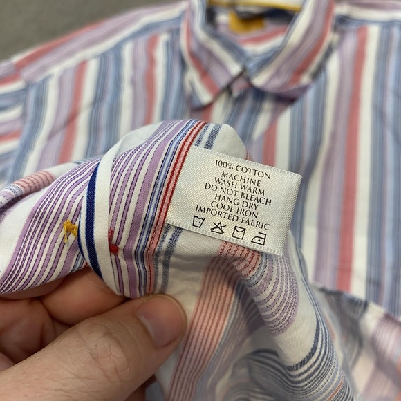 Robert Talbott Carmel Shirt Mens Large Multicolor Striped Button Down Cotton - Picture 5 of 9